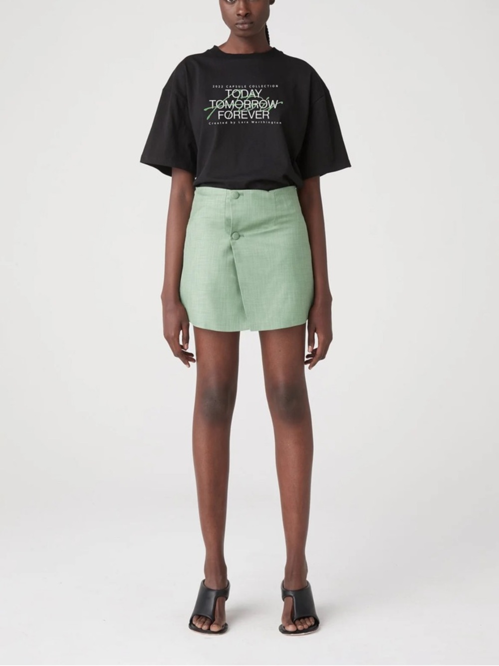 NWT Atoir X Lara Worthington Grass Green Button-Front Mini 003 Skirt